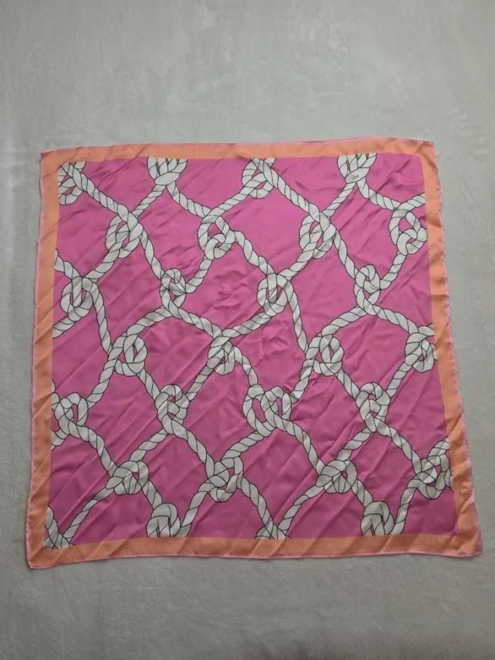 New Anthropologie Celandine pink nautical rope knot design 27x27 scarf